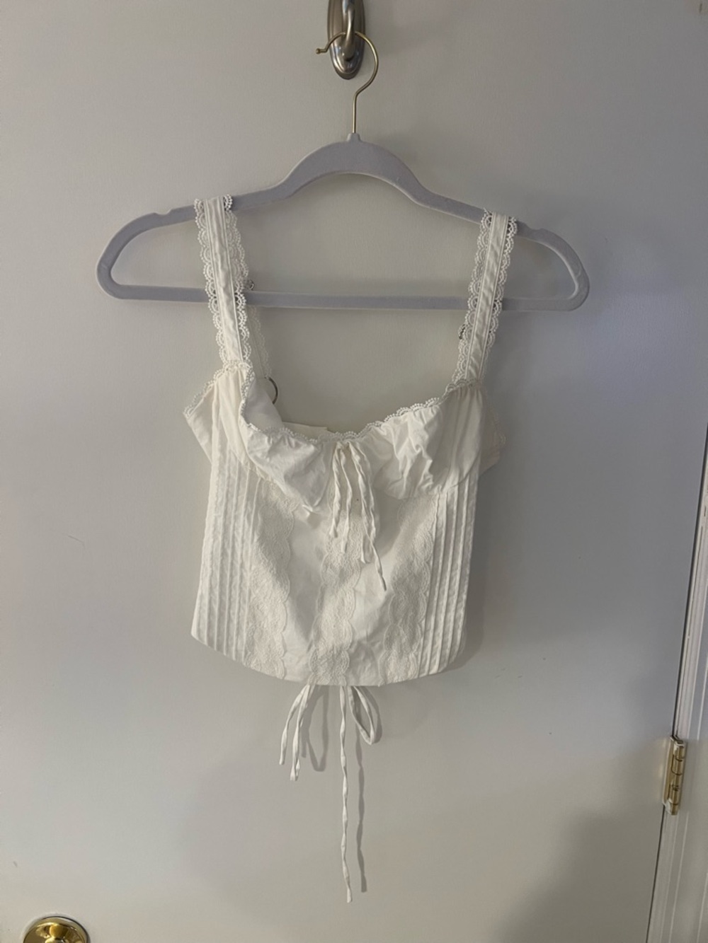 White Lace-Trim Corset Camisole